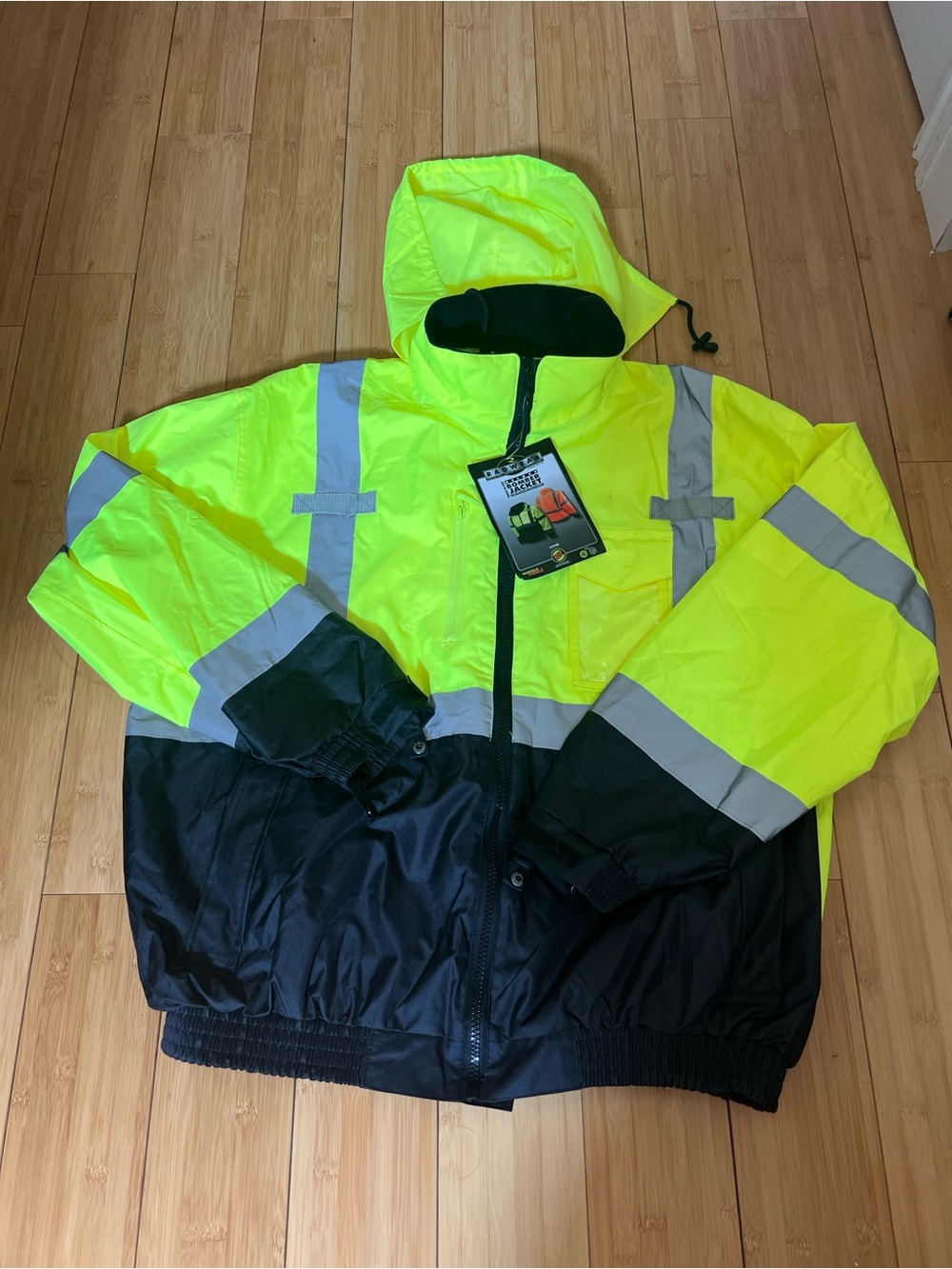 Radians RadWear SJ210B Class 3 Hi-Vis Safety Bomber Jacket Yellow Black 2X XXL